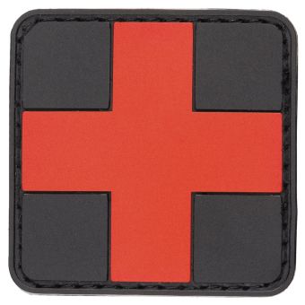 Klettabzeichen "FIRST AID" schwarz-rot, ca. 5x5 cm (3D-Patch) 
